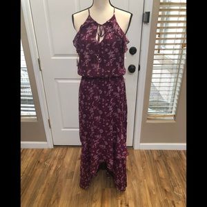 WHBM Hi/Lo Lined Halter dress with elestac waist and lovely details.